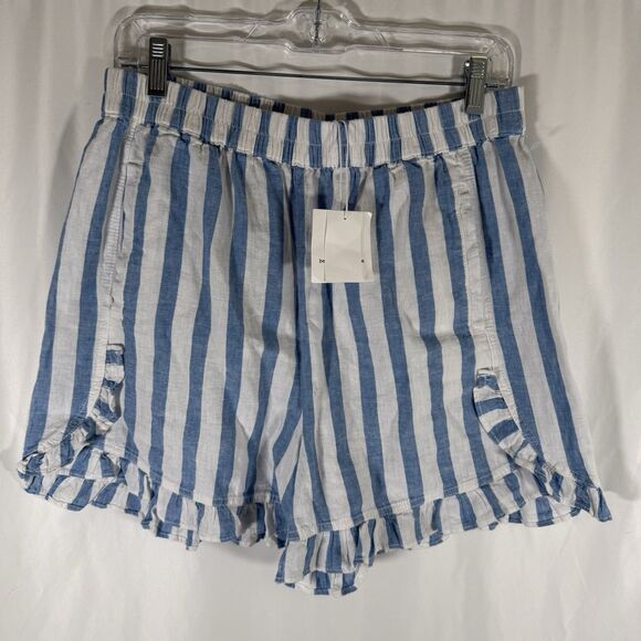 Beach Lunch Lounge Pants - New Beach Lunch Lounge Linen Blend Leia Shorts Women's Medium White Blue Striped